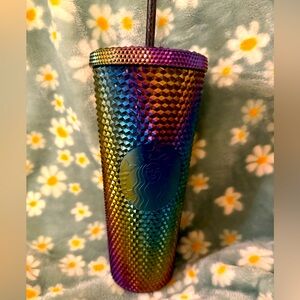 Starbucks Fall 2023 Oil Slick Iridescent Rainbow Studded Cold Cup Tumbler 24oz